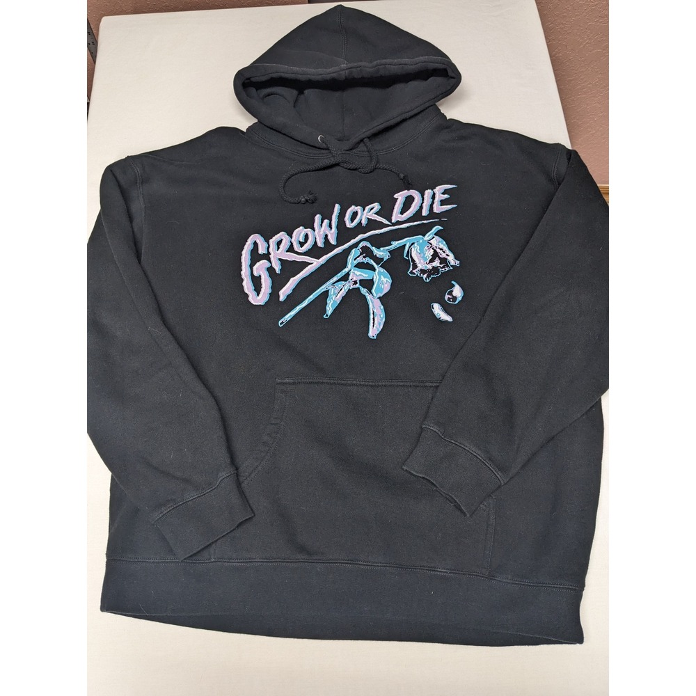 Grow‎ Or Die Wilted Rose Graphic Hoodie Mens XL Black Streetwear Pullover